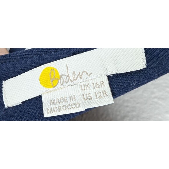 Boden Navy Blue White Stripe V Neck Stretch Jersey Dress US 12 R Nautical 191 - Picture 4 of 7